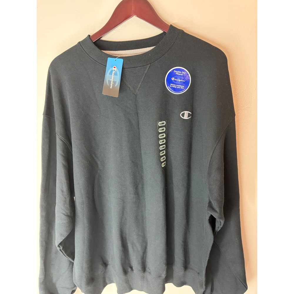 Champion Double Dry Fleece Crewneck Sweatshirt Black XL S2226 Mens NEW